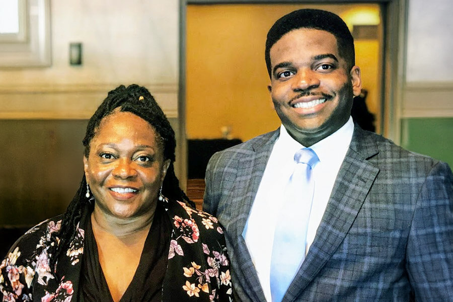 Matthew Pierce with his mother