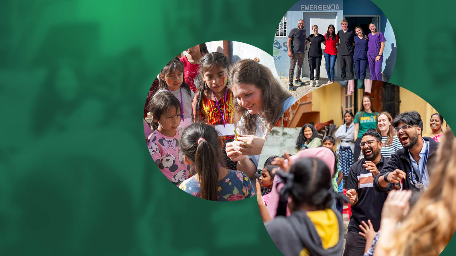 A collage of Baylor winter missions trips