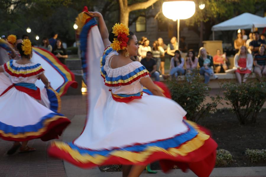 Women dancing for hispanic heritage month